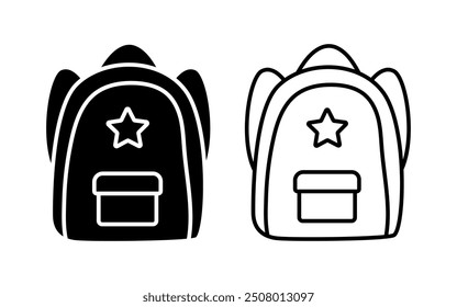 Backpack or Schoolbag Icon vector with line and filled style. Education Sign