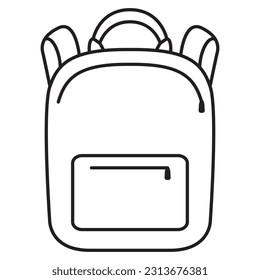 Backpack schoolbag icon.School backpack with clasps. Outline vector illustration.Back to school.Education concept.Kids rucksack.Isolated on white background.