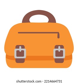 Backpack schoolbag.School briefcase with clasps. Vector flat illustration.Back to school.Education concept.Kids rucksack.Isolated on white background.