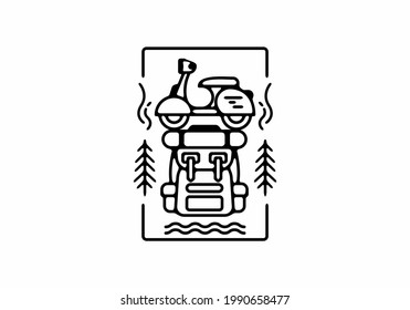 Backpack scooter black line art design