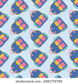 backpack seamless pattern, back to school element, school stationery design