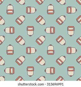 Backpack seamless pattern - vector hipster texture made with school bags