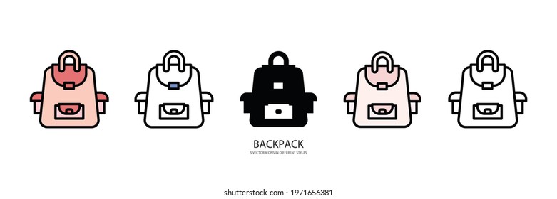 BACKPACK set vector type icon