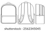  Backpack silhouette technical vector illustration design