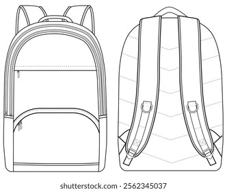  Backpack silhouette technical vector illustration design