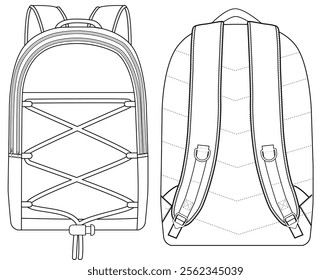  Backpack silhouette technical vector illustration design