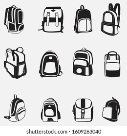 backpack Silhouette Vector Design Set