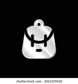 Backpack silver plated metallic icon