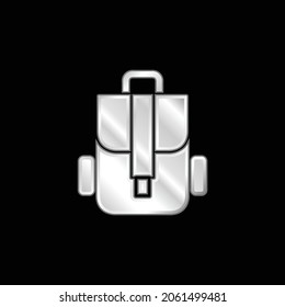 Backpack silver plated metallic icon