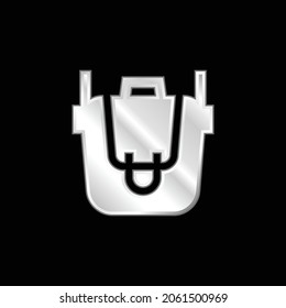 Backpack silver plated metallic icon