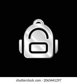 Icono metálico plateado de mochila