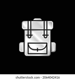 Backpack silver plated metallic icon