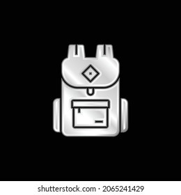 Backpack silver plated metallic icon