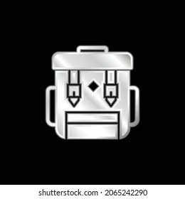 Icono metálico plateado de mochila