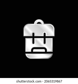 Icono metálico plateado de mochila