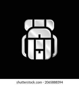 Backpack silver plated metallic icon