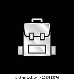 Backpack silver plated metallic icon