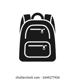 Backpack simple black isolated vector icon. Bag, hand luggage or backpack glyph symbol.