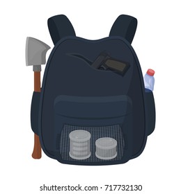 Backpack, single icon in cartoon style.Backpack, vector symbol stock illustration web.