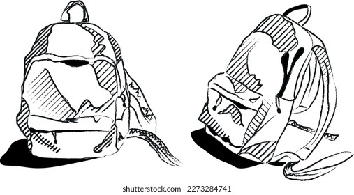 Backpack sketch in two perspectives