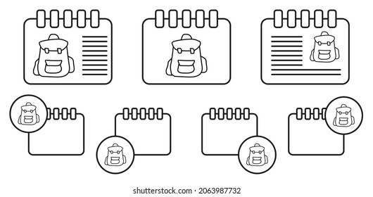 Backpack sketch vector icon in calender set illustration for ui and ux, website or mobile application