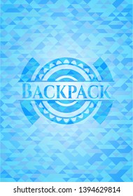 Backpack sky blue emblem with triangle mosaic background