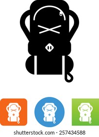 Backpack with sleeping bag icon