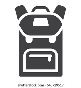 Backpack solid icon, education and school, vector graphics, a filled pattern on a white background, eps 10.