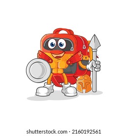 the backpack spartan character. cartoon mascot vector