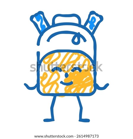 backpack stationery character doodle icon sketch vector. backpack stationery character sign. isolated symbol illustration