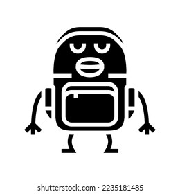 backpack stationery character glyph icon vector. backpack stationery character sign. isolated symbol illustration