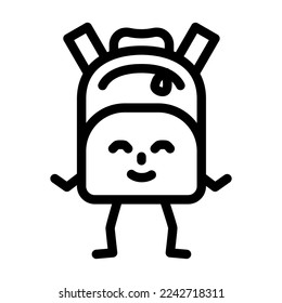 backpack stationery character line icon vector. backpack stationery character sign. isolated contour symbol black illustration
