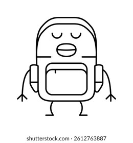 backpack stationery character line icon vector. backpack stationery character sign. isolated contour symbol black illustration