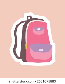 Backpack Sticker with Flat Soft Color Palette in Cutout Style