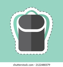 Backpack Sticker in trendy line cut isolated on blue background