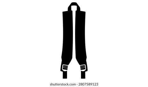 Backpack straps silhouette against a white background a simple black outline