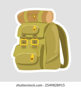 Backpack Tactical Vector Illustration Sticker, ideal for hiking, camping, or outdoor adventure projects. Great for scrapbooking, labels, or educational materials