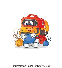 the backpack tailor mascot. cartoon vector