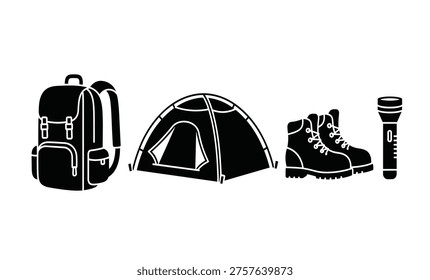 Backpack tent hiking boot flashlight