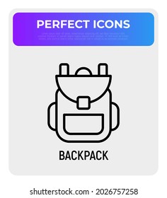 Backpack thin line icon. Back to school. Modern vector illustration.