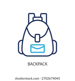 Mochila ícones de linha fina. Ilustração vetorial original.