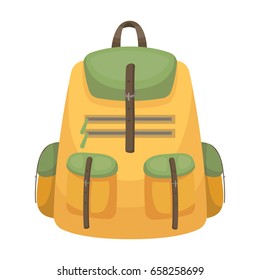 A backpack for things.Tent single icon in cartoon style vector symbol stock illustration .