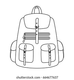 A backpack for things.Tent single icon in outline style vector symbol stock illustration web.