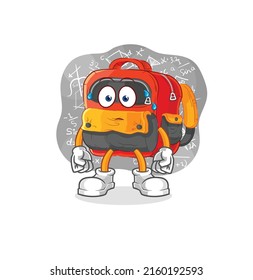 the backpack thinking hard vector. cartoon character