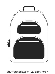 Mochila recorre un objeto vector aislado monocromo. Turismo y mochileras. Bolsa de colegio. Dibujo de arte en blanco y negro editable. Ilustración simple de la mancha para el diseño de gráficos web
