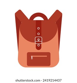 Mochila para viajes y mochila escolar con correas y cremallera para niños. Ilustración vectorial plana aislada en fondo blanco.  