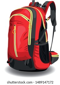 backpack travel vector drawing and isolated