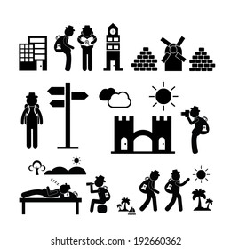 backpack traveler explorer icon on white background 