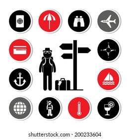 backpack traveler vector icon set for use 