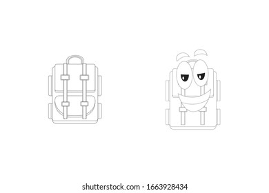 Backpack For Traveling Object Vector Outline Illustration